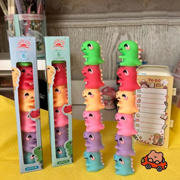 10 box/lot Creative Dinosaur Blocks Highlighter Set Cute Mini Drawing Painting Marker Pen School Supplies Stationery wholesale