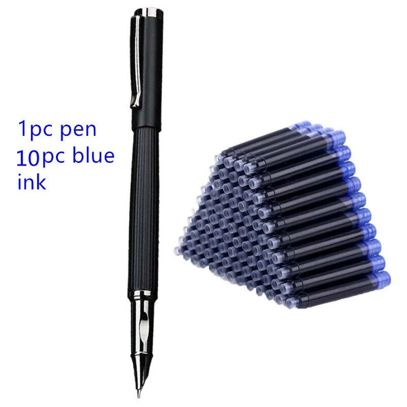 High Quality Set 727 Fountain Pen Metal Ink Pens Frosted Black F Nib Converter Filler Business Office School Supplies Writing