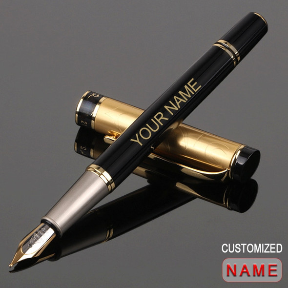 Custom Fountain Pen Golden Text Stationery Office Supplies Back To School Items Metal Nib Writing Ink Men Luxury Japanese Black Custom Fountain Pen Golden Text Stationery Office Supplies Back To School Items Metal Nib Writing Ink Men Luxury Japanese Black