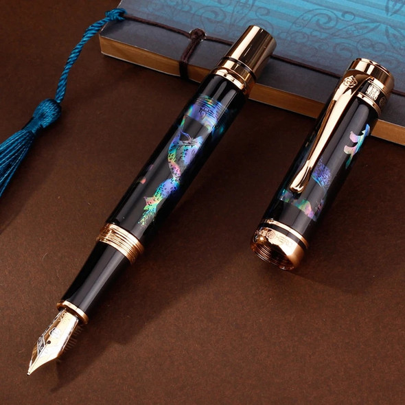 Hero 18K Gold Limited Edition Deer Metal &Seashell Engraving Fine Nib 0.5mm Fountain Pen Office School Writing Tool Gift