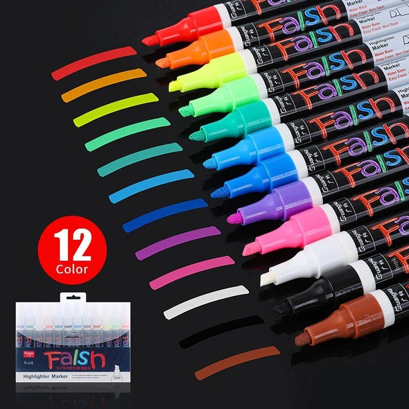 12 Pcs Liquid Chalk Markers Pens Erasable Colors Highlighters LED Writing Board Glass Neon Pen, Chalkboard Blackboard, Windows