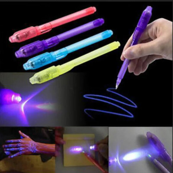 4pcs Luminous Light Pen Magic Purple 2 In 1 UV Black Light Combo Drawing Invisible Ink Pen Learning Education Toys For Child