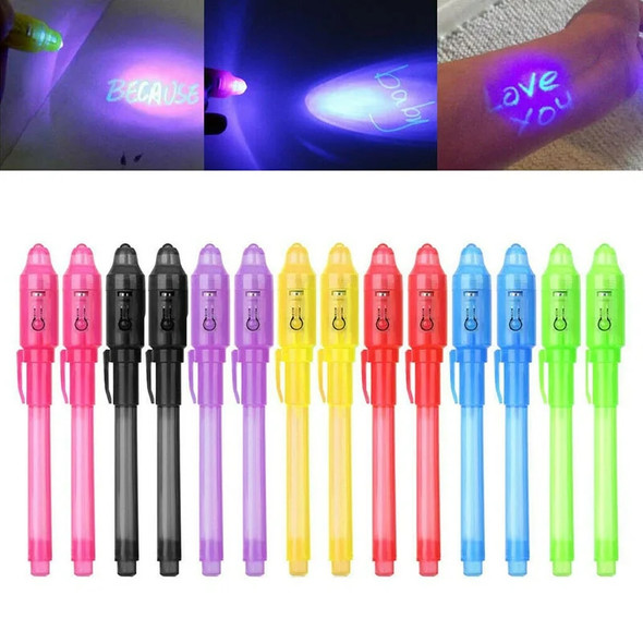 2/4/8/14pcs UV Light Pen Invisible Magic Pencil Secret Fluorescent Pen for Writing Pad Kids Child Drawing Painting Board DJA88