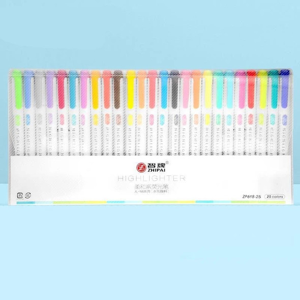 25 Colors ZhiPai Highlighters Markers Pen Set Dual Tip Cute Pens Back To School Kawaii Stationery Papeterie Highlighter