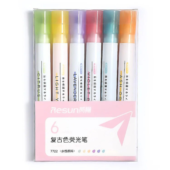 6pcs/Set Highlighter Morandi Focus Pens Window Highlighter Color Markers Pastel Highlighters Japanese Stationery