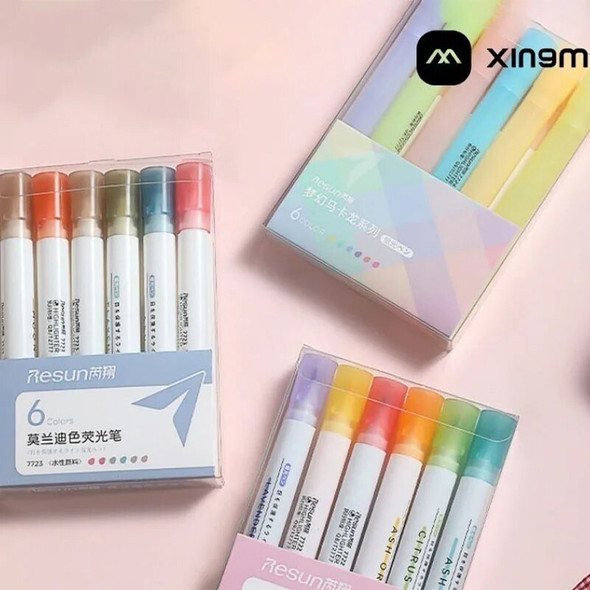 6pcs/Set Highlighter Morandi Focus Pens Window Highlighter Color Markers Pastel Highlighters Japanese Stationery