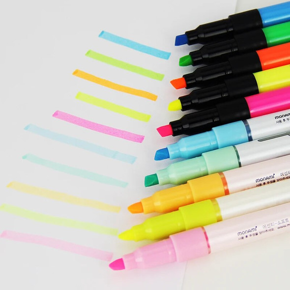 10pcs Highlighters Students office color markers Graffiti pen Bright colors soft Easy to carry free shipping