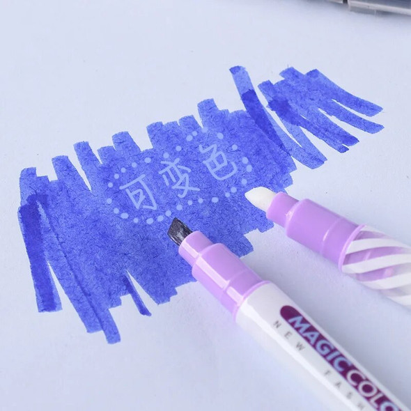 12 Colors Magic Changing Fluorescent Painting Pen Student DIY Double Head Marker Hand Account Paintbrush Office School Supply