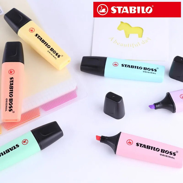 Stabilo Highlighter Kawaii Cartoon Marcadores Mini Color Oblique Highlighter Marker Pen Set Stationery Destacador Papeleria