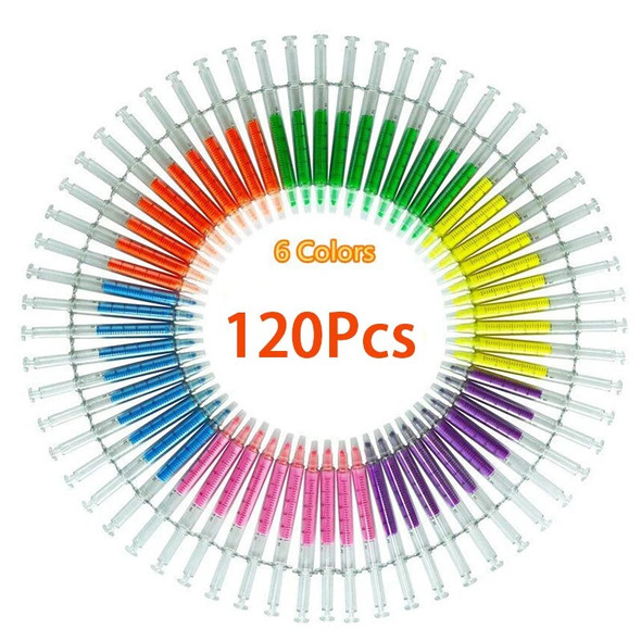 120Pcs Fluorescent Markers Watercolor Pens Highlighter Fluorescent Stationery Marker Pen
