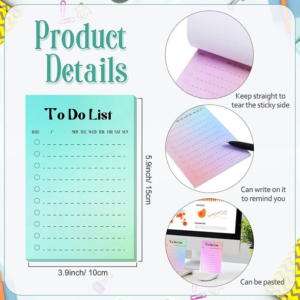 50sheets Colorful To Do List Notepad Memo Writing Daily Reminder Planner Notebook Pastable List Planning for Home Office School