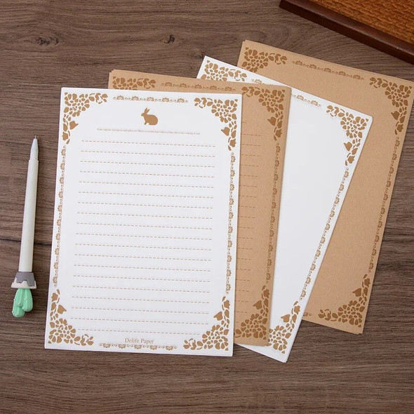 10pcs Vintage Kraft Paper Letter Pads Retro Writing Paper for Envelopes Wedding Invitation Letter Set Stationery Office Supplies