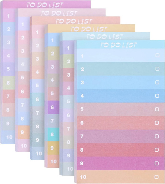 60sheets Rainbow Color To Do List Notepad Memo Writing Pad Daily Reminder Planner Notebook List Planning for Home Office School