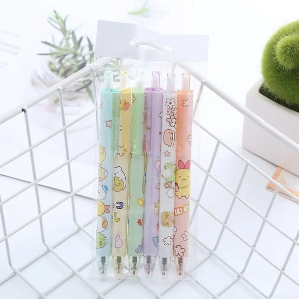 1 Set /6 Piece Cute INS Animals Girls Gel Pen Creative Press Office Gift School Supplies Stationery Kawaii Funny Pens