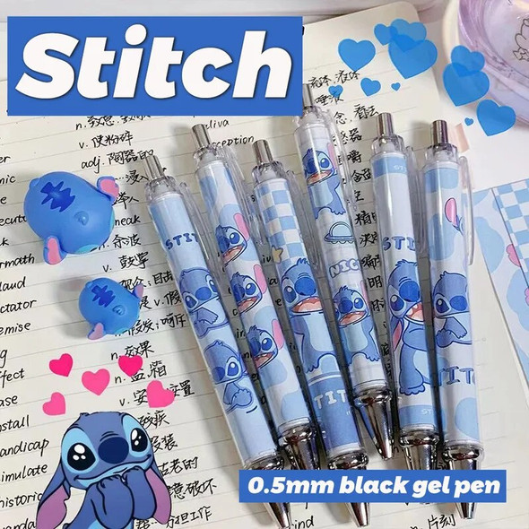 Disney 10-20 Pcs Gel Pen Cartoonstitch0.5 Lack Ink Signature Pen Office School Writing Supplies Stationery Children Festivalgift