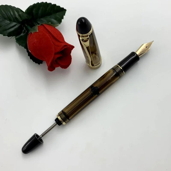YONGSHENG 699 Fountain Pen 14K Gold Translucent Vaccum Filling Ink Pen F/M Nib School Office Supplie Stationery Gift For Writing