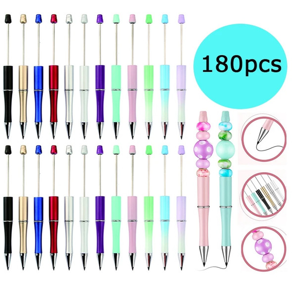 180Pcs HB Writing Beaded Pencil Pens Technology No Ink Eternal Pencils Art Sketch Painting Tools Stationery School Supplies