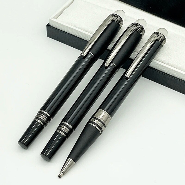 LAN MB Rollerball Ballpoint Pen Star Frosted Black & Resin Splice with Serial Number Smooth Writing