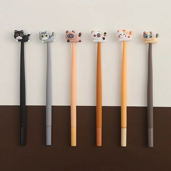 48 pcs/lot Kawaii Cat Gel Pen Cute 0.5mm Black Ink Pens Stationery Office School Stationery