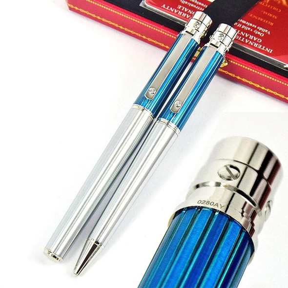 Blue Texture Quality Metal Rollerball Ballpoint Pen With Serial Number Writing Smooth Luxury Stationery