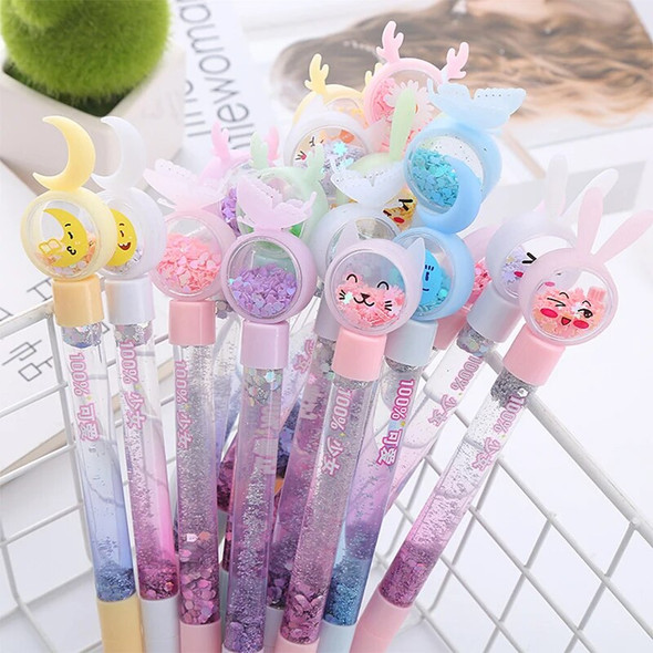 40Pcs Cute Gel Pen for Girls Kawaii Korean Stationery 0.5mm Quicksand Gel Pens for Children's School Office Supplies