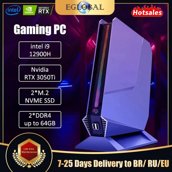 Eglobal F10 i9 i7 12900H 12700H Nvid-ia RTX3050 Gaming MINI PC PCIE4.0 2xDDR4 Win11 Desktop Computer 3x4K WiFi6