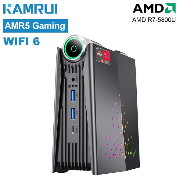 2023 New KAMRUI AMR5 Gaming Mini Pc AMD R7 5800U Up to 4.4GHz 16GB DDR4 512GB NVME SSD Windows 11 Pro 1000M Desktop Computer