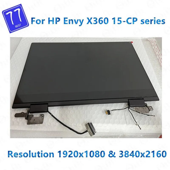 15.6 inch FHD or UHD For HP ENVY x360 15-cp 15-cp0001 Series LCD Touch Screen Full Replacement Assembly With Hinges L25821-001
