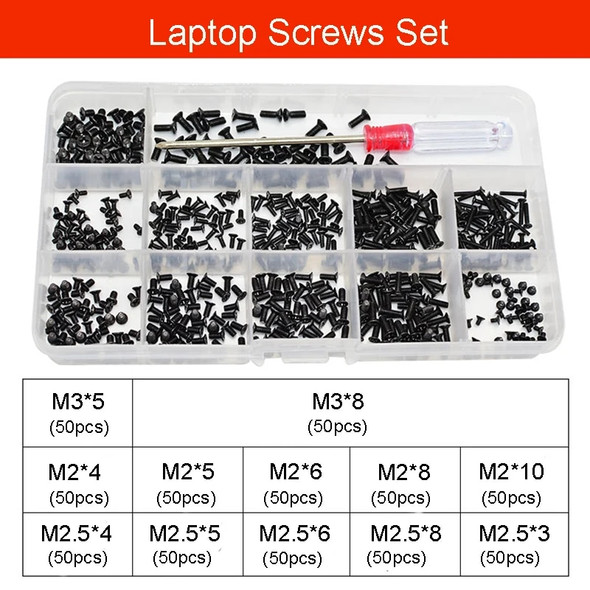 New Laptop Screws set 600 Pcs for Lenovo HP Dell Samsung ASUS Acer MSI Toshiba Sony and other Notebook Shell Repair M2 M2.5 M3