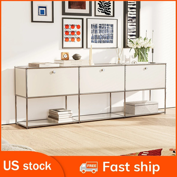 Storage Cabinet Sideboard Haller Cabinet Storage Shelf Modular Furniture Stainless Steel Metal Board for Living Room Cabinet