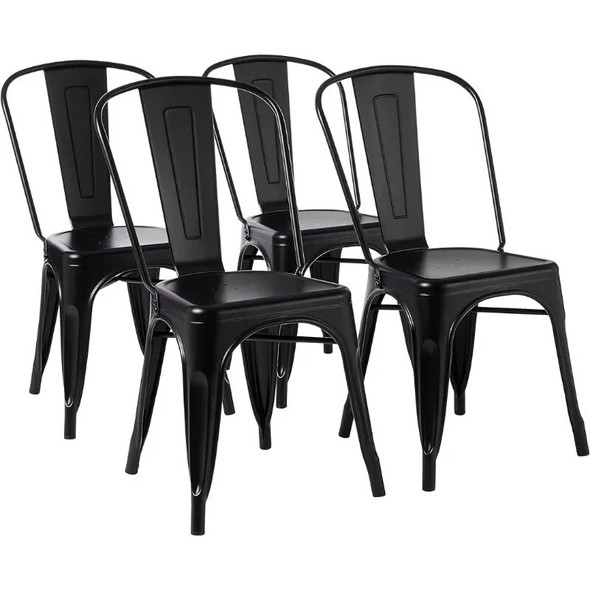 Basics 33DC01S4-BK Chair, 4 Pack, 20.1"D X 17.1"W X 33.5"H, Matte Black