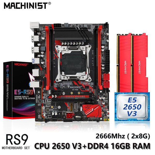 MACHINIST RS9 X99 Motherboard With Kit Xeon E5 2650 V3 CPU 2x8GB=16GB DDR4 2666Mhz RAM Memory LGA 2011-3 Combo ATX NVME M.2