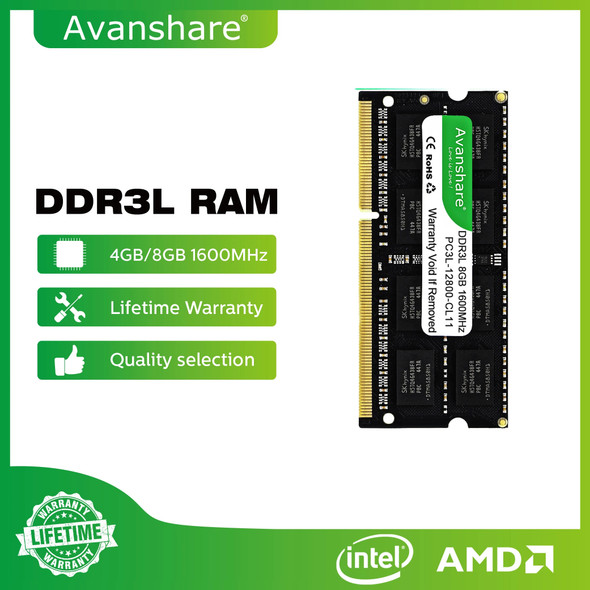 Avanshare Ram Memory DDR3 DDR3L DDR4 Sodimm 4GB 8GB 16GB 1333MHz 1600MHz 2400MHz 2666MHz 3200MHz PC4 PC3L PC3 Laptop Computer