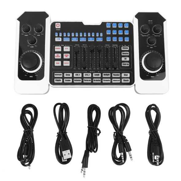 USB Rechargeble Bluetooth Audio Mixer Headset Microphone Webcast Live Streaming Sound Card for Recording Karaoke Singing