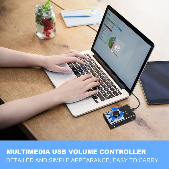 Type-C Sound Card Computer Multi-media Volume Controller Audio Interface for PC Laptop MAC Android Streaming Video Mute Control