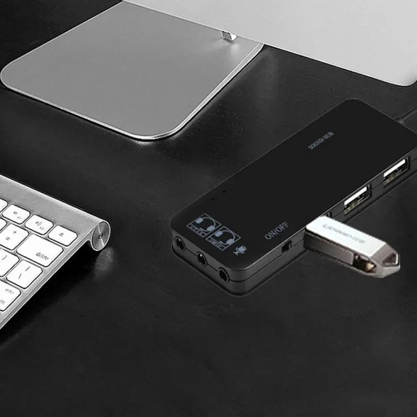 External Sound Card External Sound Card Stereo USB Hub 3-Port DJ Headset Microphone Adapter For PC Laptop USB 3D Sound Card