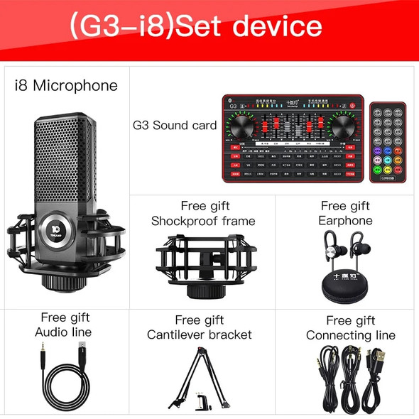 G3 Live Sound Card I8 Microphone Sound Mixer USB Webcast Sound Mixer Board Live Streaming Audio Sound Card For Phone Computer PC