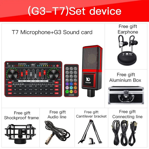 Tenlamp T7 USB Condenser Microphone G3 Sound Card Professional Podcast Mixer PC Microphone for PC Streaming Gaming YouTube ASMR Tenlamp T7 USB Condenser Microphone G3 Sound Card Professional Podcast Mixer PC Microphone for PC Streaming Gaming YouTube ASMR