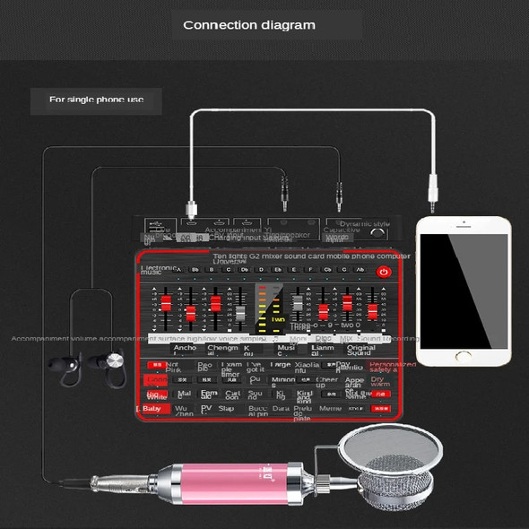 G2 Live Sound Card T2 Microphone Live Sound Card Mixer Sound Effect Bluetooth Audio Webcast Sound Mixer USB For Phone Computer