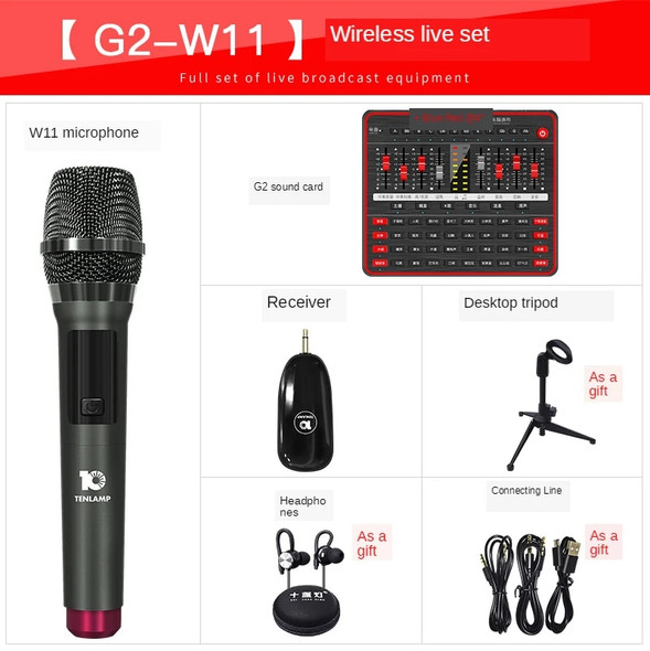 W11 Microphone G2 Live Sound Card Live Broadcast Webcast Sound Mixer USB Audio Mixer Board Llive Streaming For Phone Computer
