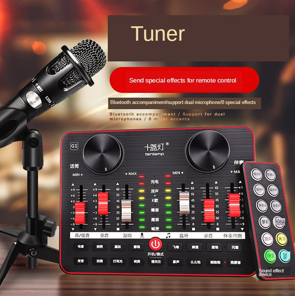 Live Sound Card G1 T2 Microphone Bluetooth Sound Card USB Audio Interface Live Sound Card Mixer Sound Effect For Phone Computer