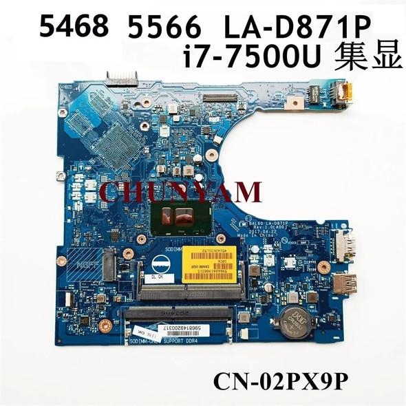 BAL60 LA-D871P For dell Inspiron 14 5468 15 5566 Laptop Motherboard w/ I3 I5 I7 CPU 2PX9P XV7N5 0YP25 Mainboard CY