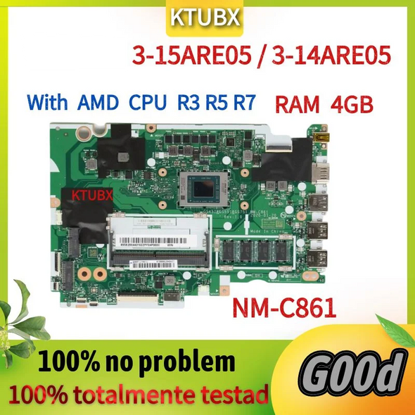 NM-C861.For Lenovo IdeaPad 3-15ARE05/3-14ARE05/IdeaPad 3-17ARE05 Laptop Motherboard.With R3 R5 R7 AMD CPU.4G RAM.100% test work