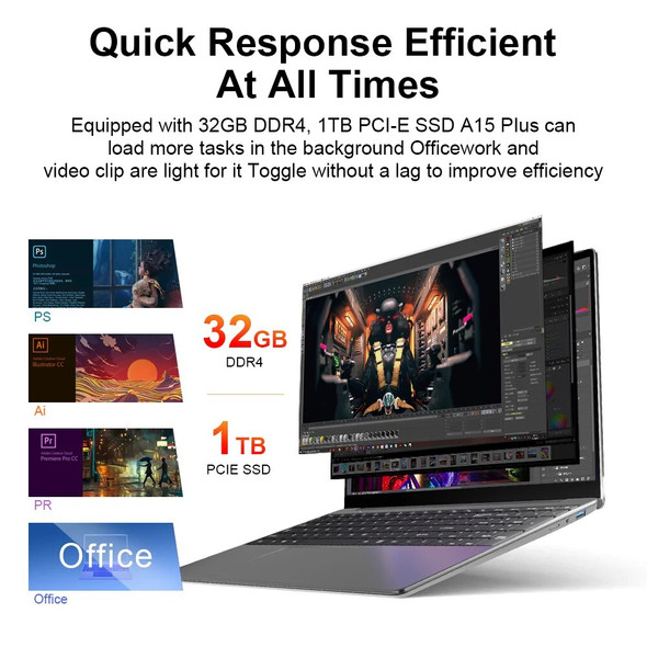 Ninkear A15 Plus 15.6 inch FHD IPS Laptop 32GB DDR4 1TB AMD Ryzen7 5700U PCIE Notebook 5000mAh Long Battery Life