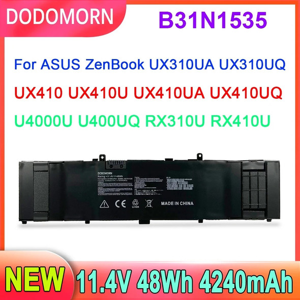 B31N1535 Battery For ASUS ZenBook UX310 UX310UA UX310UQ UX410 UX410U UX410UA UX410UQ U4000U U400UQ RX310U Laptop 11.4V