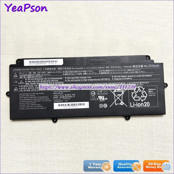 Yeapson 7.2V 25Wh Genuine FPCBP535 FPB0339S CP737633-01 Laptop Battery For Fujitsu Notebook computer