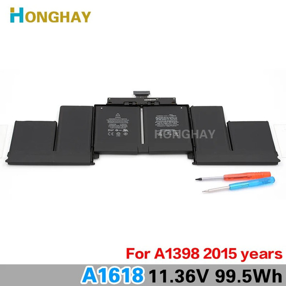 Honghay A1618 Laptop Battery for Apple or Macbook Pro 15" A1398 Retina 2015 020-00079 11.36V 99.5Wh 8755mAh new