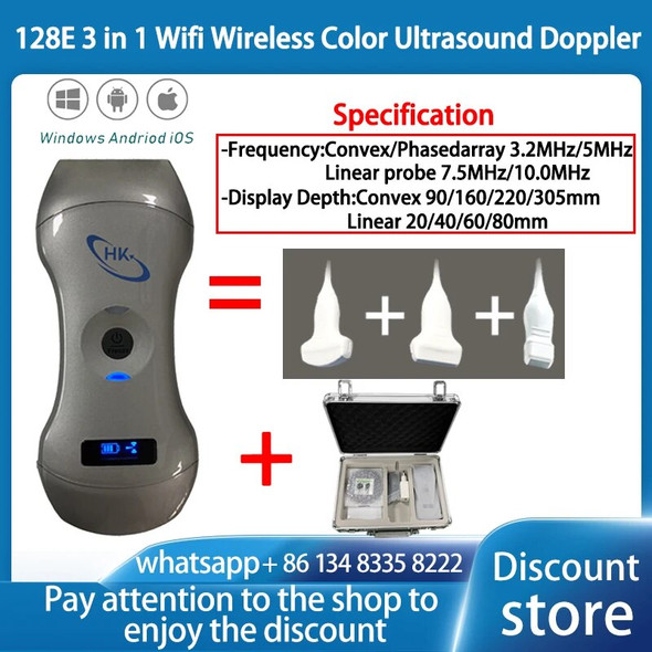 Free Suitcase Wireless Ultrasound Probe Scanner Portable Machine WIFI Ultrasound Scanner Machine support iOS Android Windows