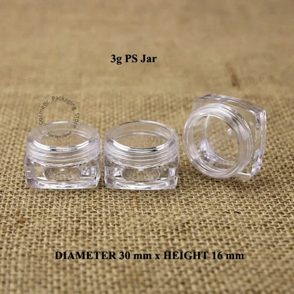 Wholesale Empty Mini Plastic 3g PS Cream Jar Cosmetic 3ml Nail accessories box Makeup Lip Balm Container