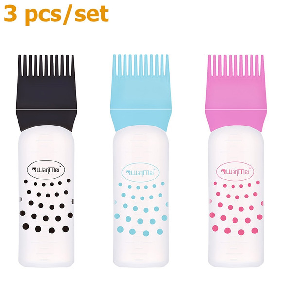 3 pcs120ml Hair Oil Applicator Bottle Scalp Root Applicator Dye Bottle for Hair Clipper Head Care Salon Tools & Accessories